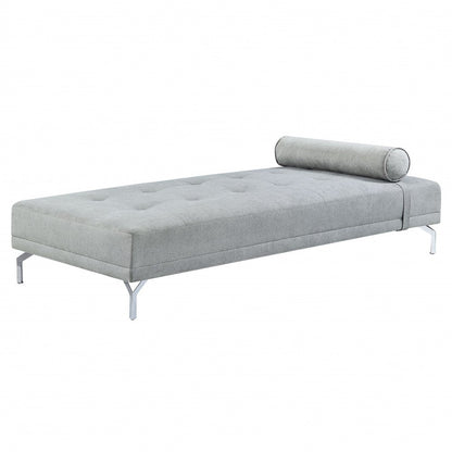74" Gray Velvet Convertible Futon Sofa With Toss Pillow HomeRoots