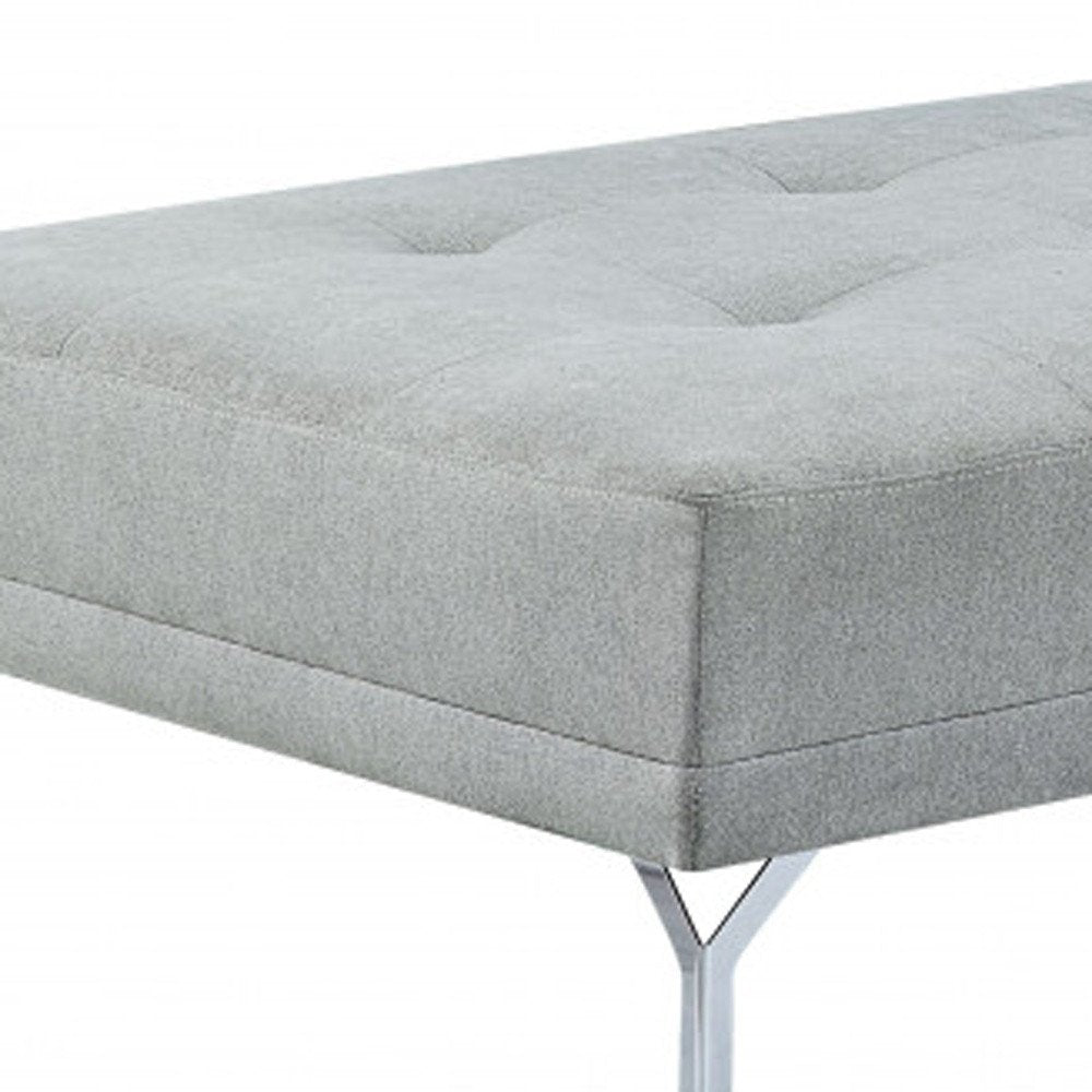 74" Gray Velvet Convertible Futon Sofa With Toss Pillow HomeRoots