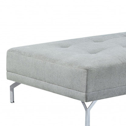 74" Gray Velvet Convertible Futon Sofa With Toss Pillow HomeRoots