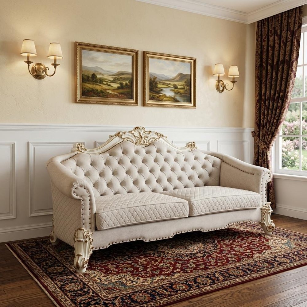 89" Ivory Velvet Sofa And Toss Pillows With Pearl Legs HomeRoots