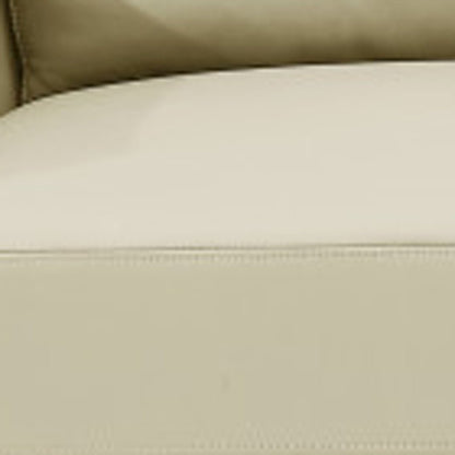 90" Beige Italian Leather Sofa With Gold Legs HomeRoots