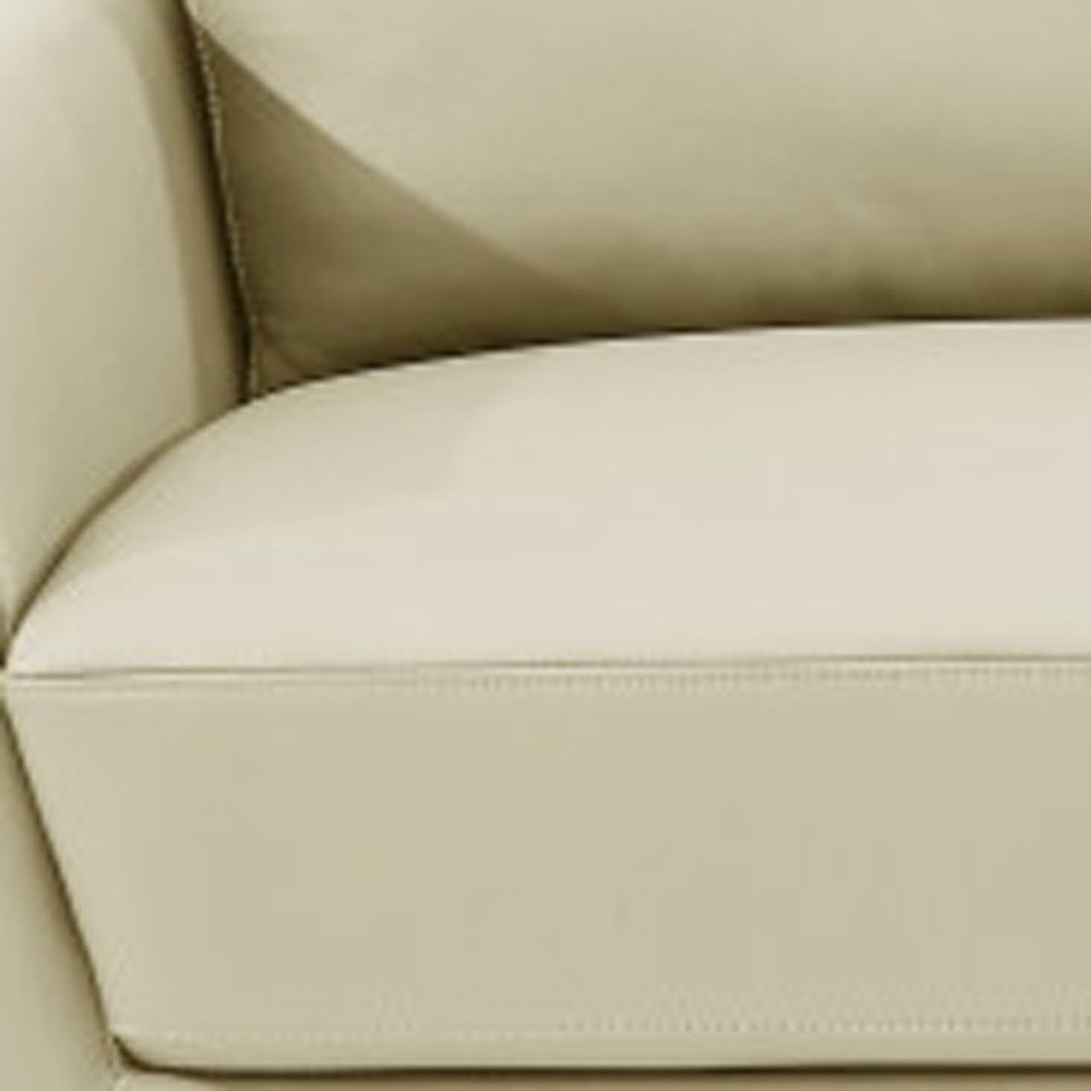 90" Beige Italian Leather Sofa With Gold Legs HomeRoots