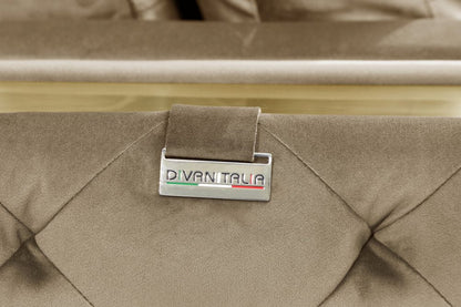 90" Beige Velvet Sofa With Gold Legs HomeRoots