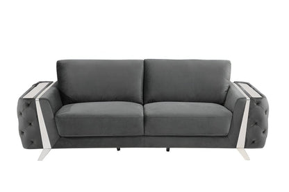 90" Gray Velvet Sofa With Silver Legs HomeRoots