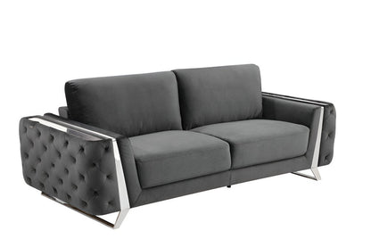 90" Gray Velvet Sofa With Silver Legs HomeRoots