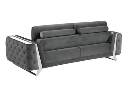 90" Gray Velvet Sofa With Silver Legs HomeRoots