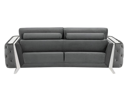 90" Gray Velvet Sofa With Silver Legs HomeRoots