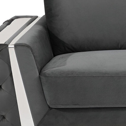 90" Gray Velvet Sofa With Silver Legs HomeRoots