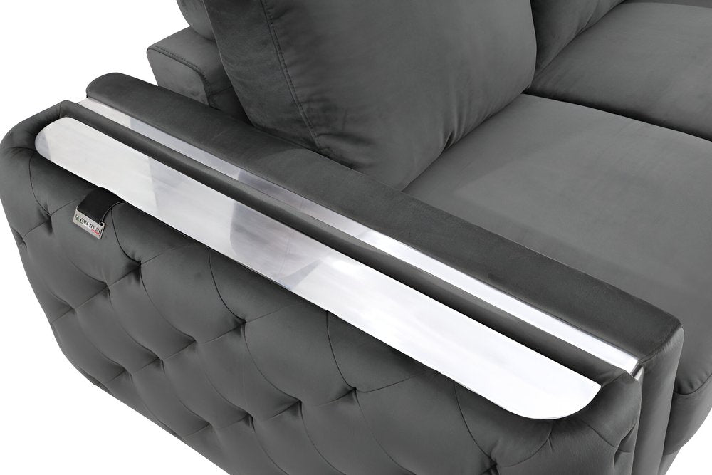90" Gray Velvet Sofa With Silver Legs HomeRoots