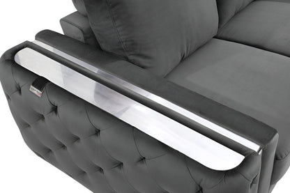 90" Gray Velvet Sofa With Silver Legs HomeRoots