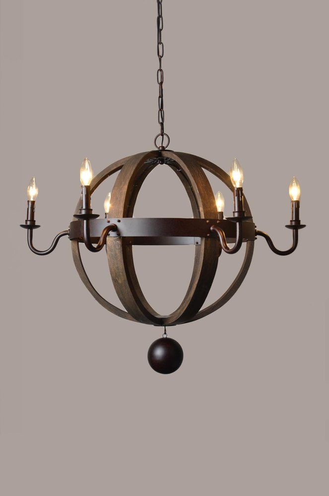 Brown Unique Statement Six Light Metal Chandelier — view 1