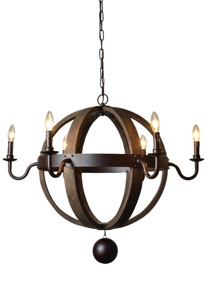 Brown Unique Statement Six Light Metal Chandelier