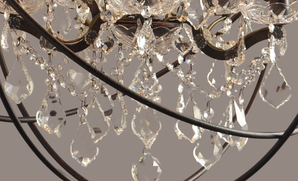 Bronze Unique Statement Five Light Metal Chandelier — view 2