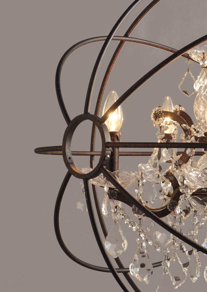 Bronze Unique Statement Five Light Metal Chandelier — view 3