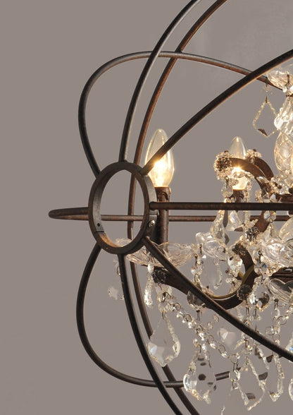 Bronze Unique Statement Five Light Metal Chandelier