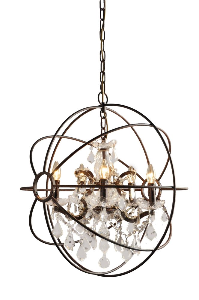 Bronze Unique Statement Five Light Metal Chandelier — view 4