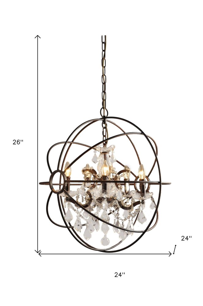 Bronze Unique Statement Five Light Metal Chandelier — view 5