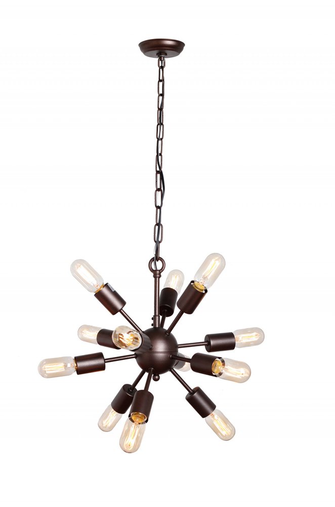 Brown Sputnik Twelve Light Metal Chandelier — view 1