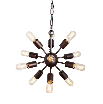 Brown Sputnik Twelve Light Metal Chandelier