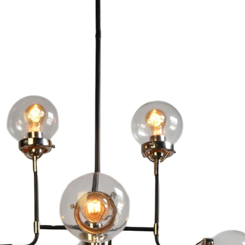Silver Sputnik Eight Light Metal and Iron Chandelier With Clear Shades — view 5