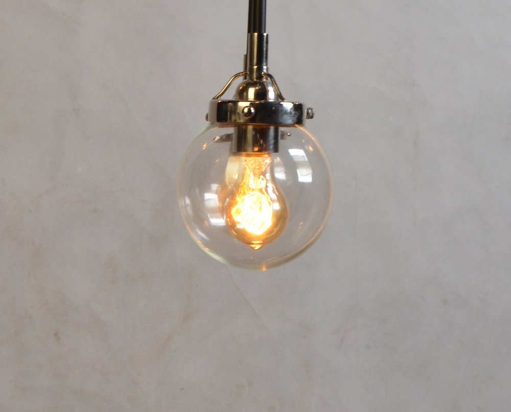 Silver Sputnik Eight Light Metal and Iron Chandelier With Clear Shades
