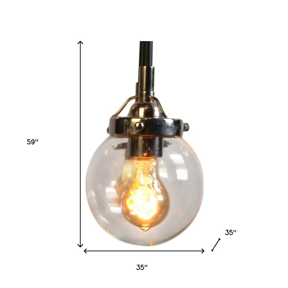 Silver Sputnik Eight Light Metal and Iron Chandelier With Clear Shades — view 6