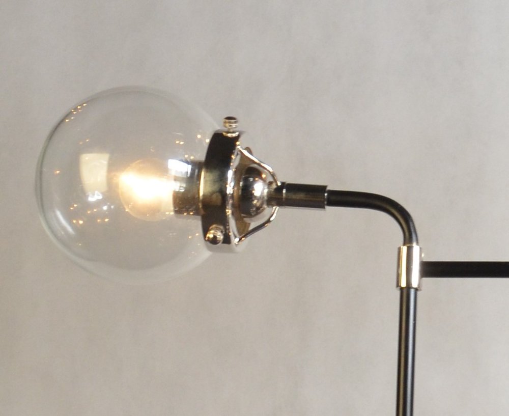 Black And White Sputnik Eight Light Metal and Steel Chandelier With Clear Shades — view 3