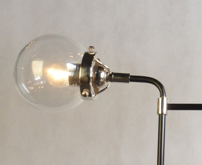 Black And White Sputnik Eight Light Metal and Steel Chandelier With Clear Shades