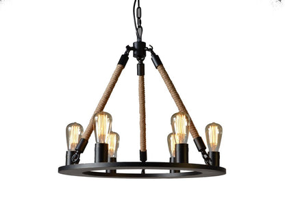 Brown And Black Unique Statement Six Light Metal and Iron Chandelier