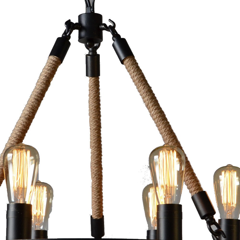 Brown And Black Unique Statement Six Light Metal and Iron Chandelier
