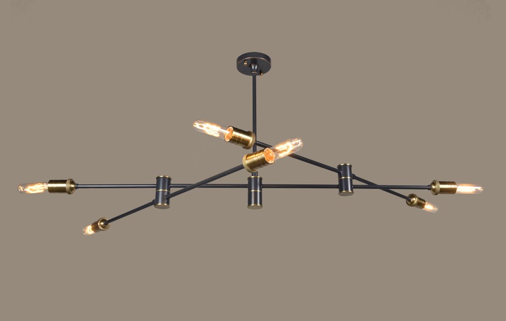 Bronze Sputnik Six Light Metal Chandelier — view 1