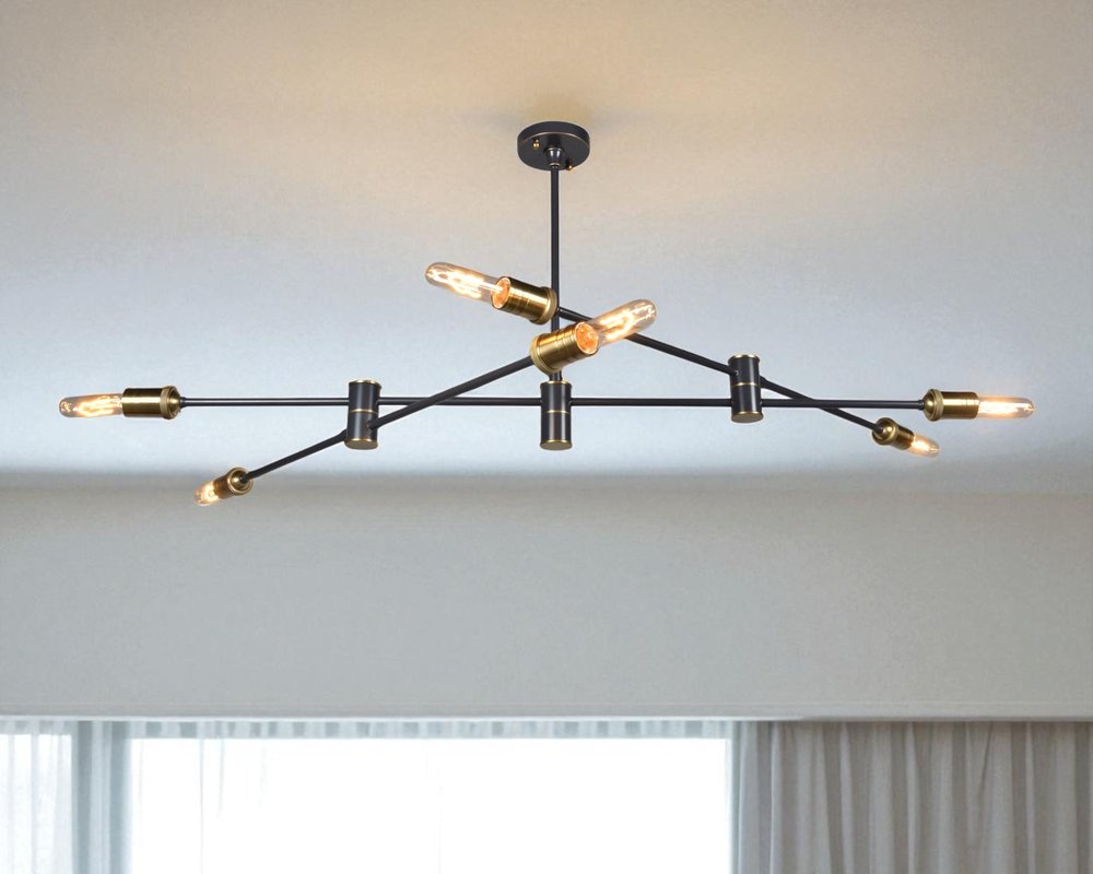 Bronze Sputnik Six Light Metal Chandelier — view 6