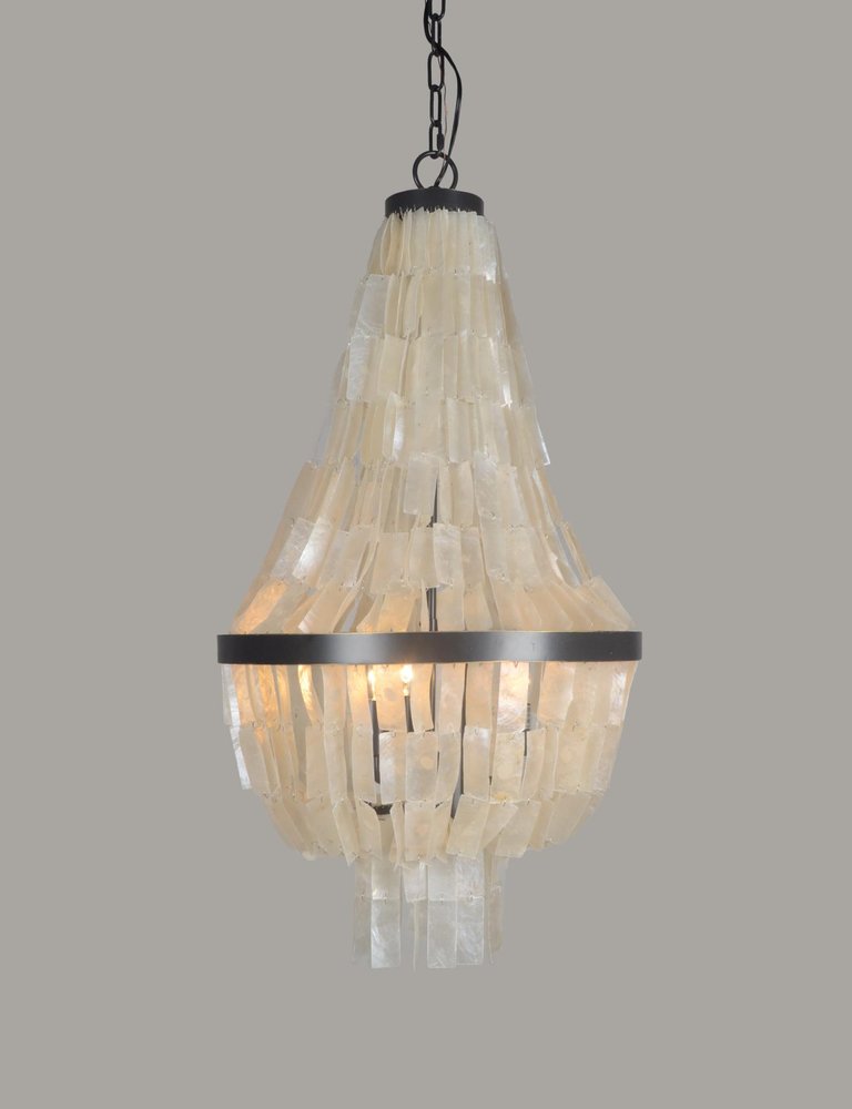 Bronze Unique Statement Three Light Metal Chandelier With White Shades — view 2