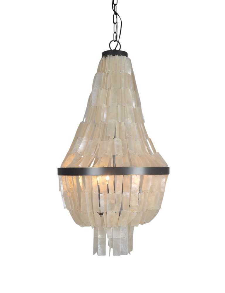 Bronze Unique Statement Three Light Metal Chandelier With White Shades — view 3