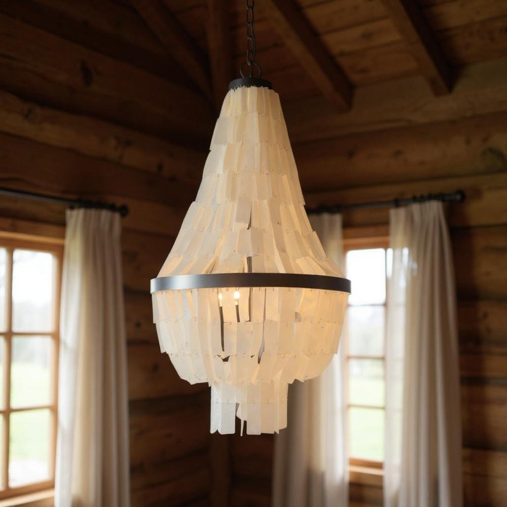 Bronze Unique Statement Three Light Metal Chandelier With White Shades — view 7
