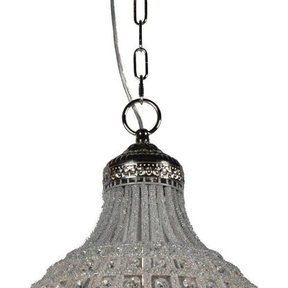 Silver Unique Statement Metal and Crystal Glass Chandelier With Clear Shades