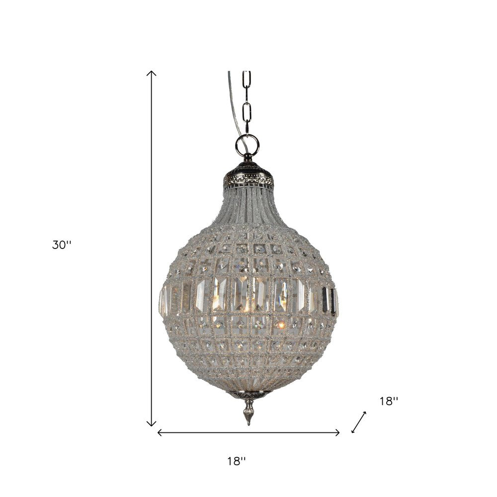 Silver Unique Statement Metal and Crystal Glass Chandelier With Clear Shades — view 5