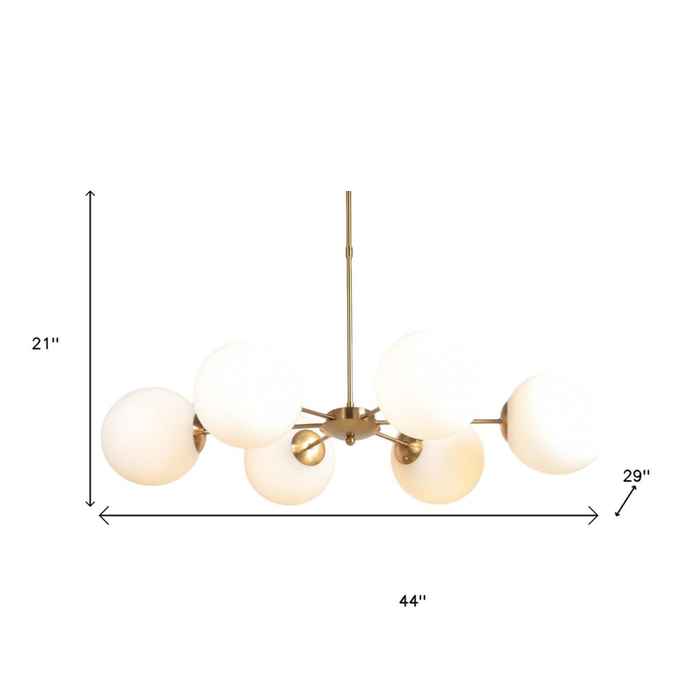 Brass Sputnik Six Light Metal Chandelier With White Shades — view 5