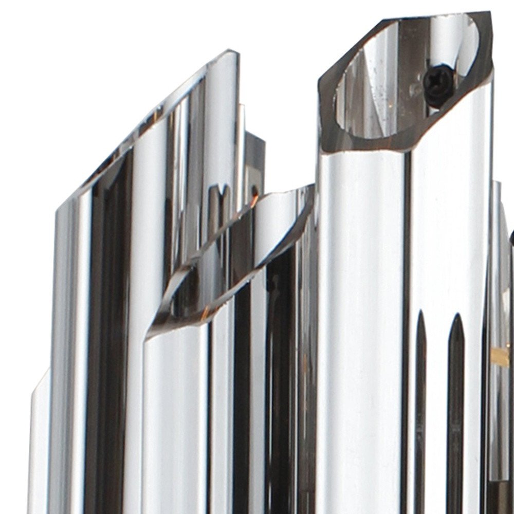 Silver Unique Statement Nine Light Metal and Beveled Glass Chandelier With Silver Shades — view 3