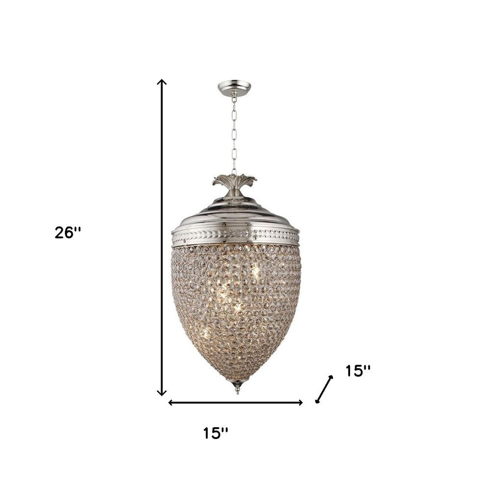 Silver And Clear Metal and Faux Crystal Bling Hanging Pendant — view 2