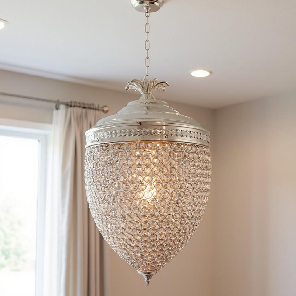 Silver And Clear Metal and Faux Crystal Bling Hanging Pendant — view 4
