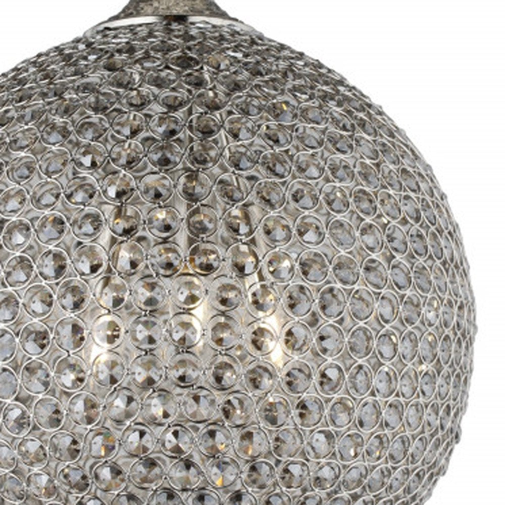 Silver Unique Statement Three Light Metal and Crystal Glass Chandelier With Clear Shades — view 4