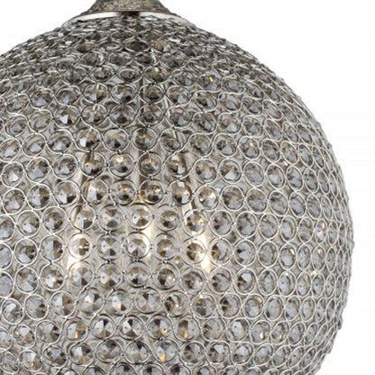 Silver Unique Statement Three Light Metal and Crystal Glass Chandelier With Clear Shades