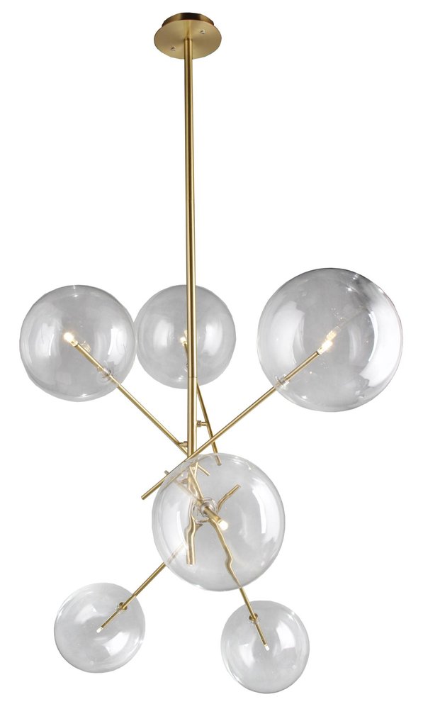 Antiqued Brass Sputnik Four Light Metal Chandelier With Clear Shades — view 2