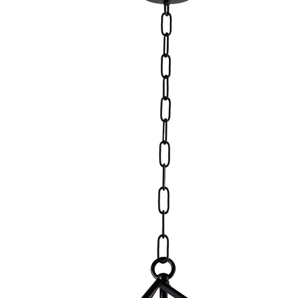 Black Unique Statement Four Light Metal Chandelier With Black Shades — view 4