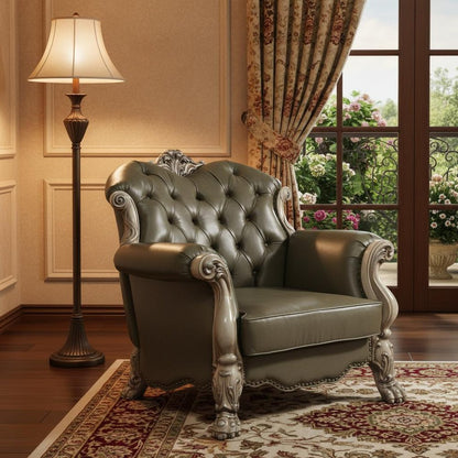 45" Champagne Faux Leather Arm Chair HomeRoots