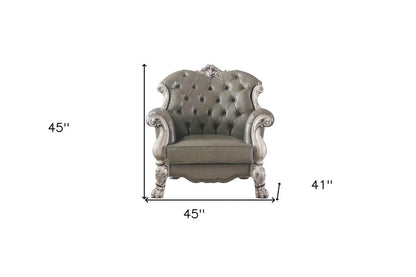 45" Champagne Faux Leather Arm Chair HomeRoots