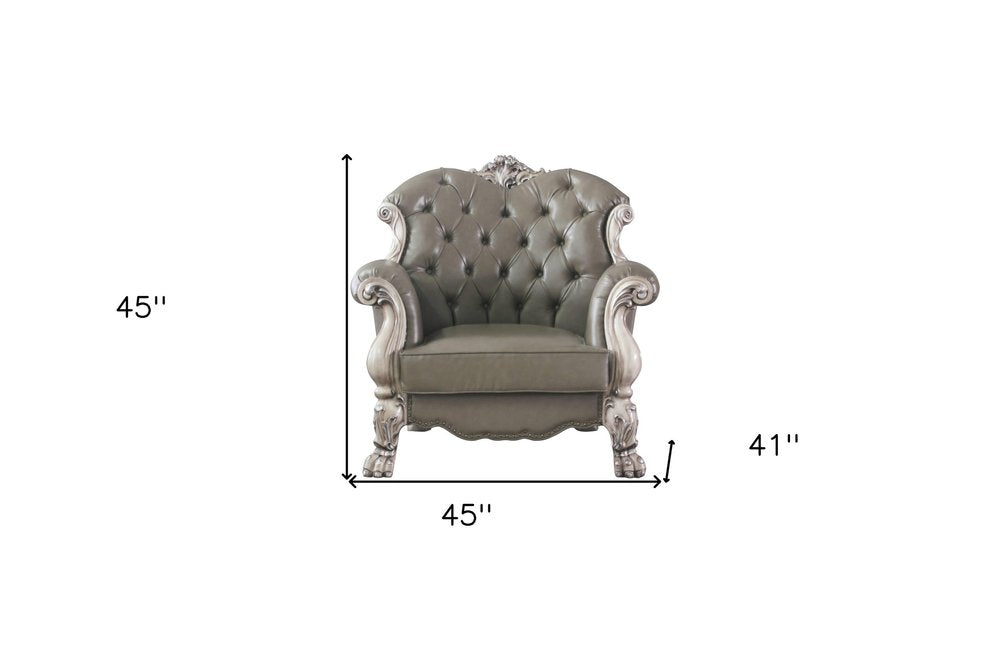 45" Champagne Faux Leather Arm Chair HomeRoots