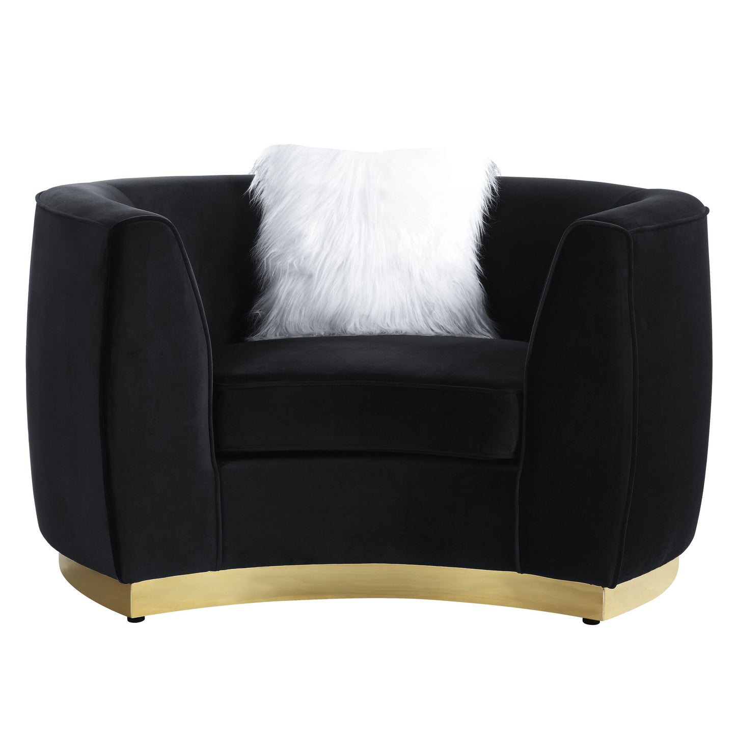 48" Black Velvet Chair And A Half