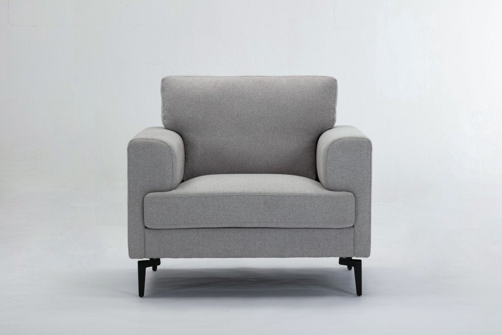 41" Light Gray and Black Linen Arm Chair HomeRoots
